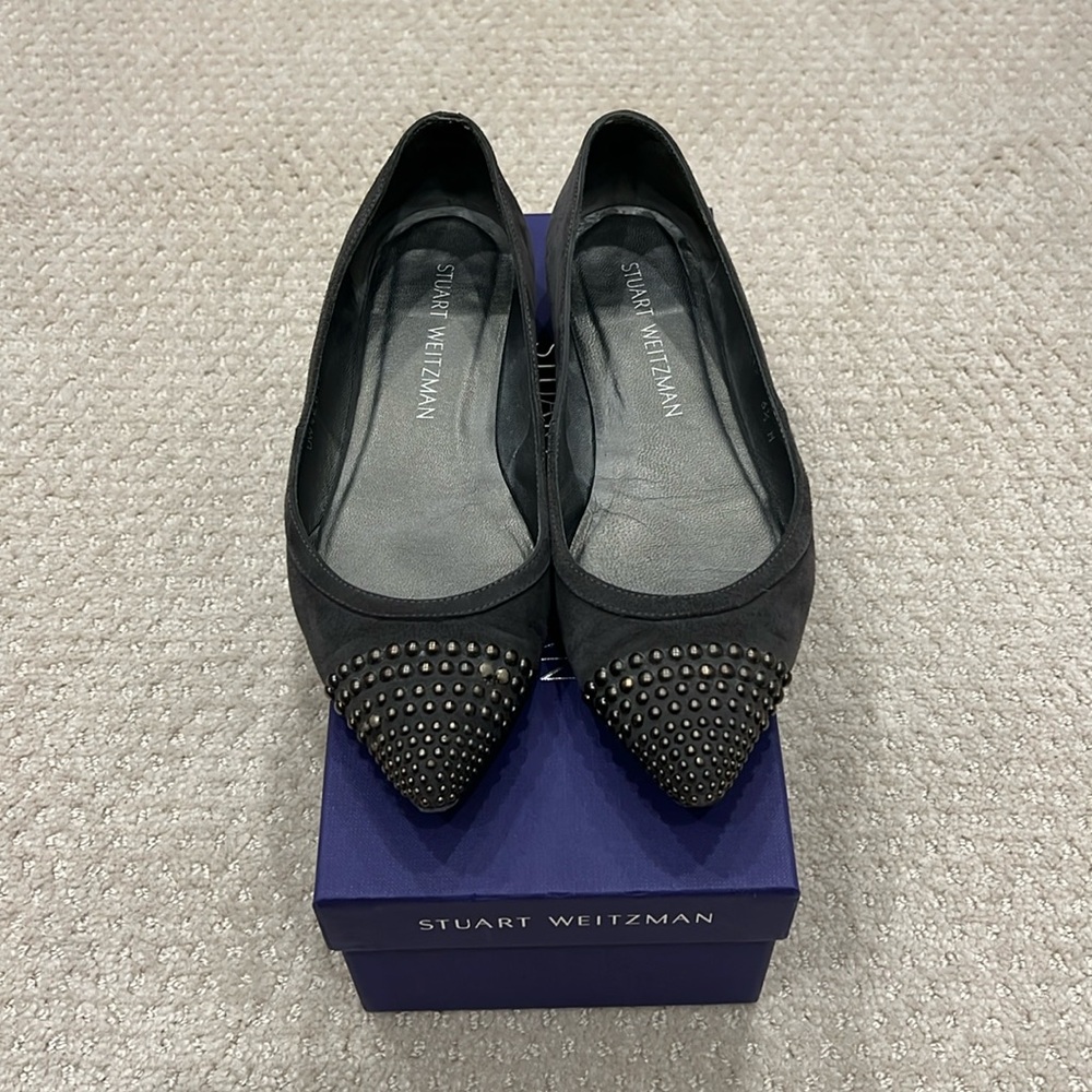 Stuart Weitzman grey suede ballet flat